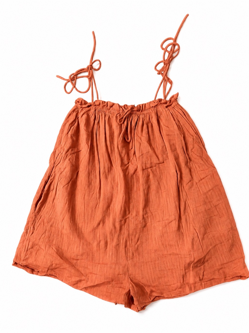 HYFVE Rust Orange Smocked Waist Romper